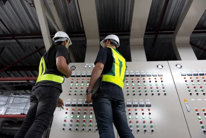 Construction workers in helments